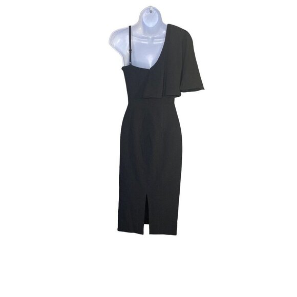 Dress The Population Womens Beth One Shoulder Deep V-neck Dress Black Size Small - Picture 6 of 9